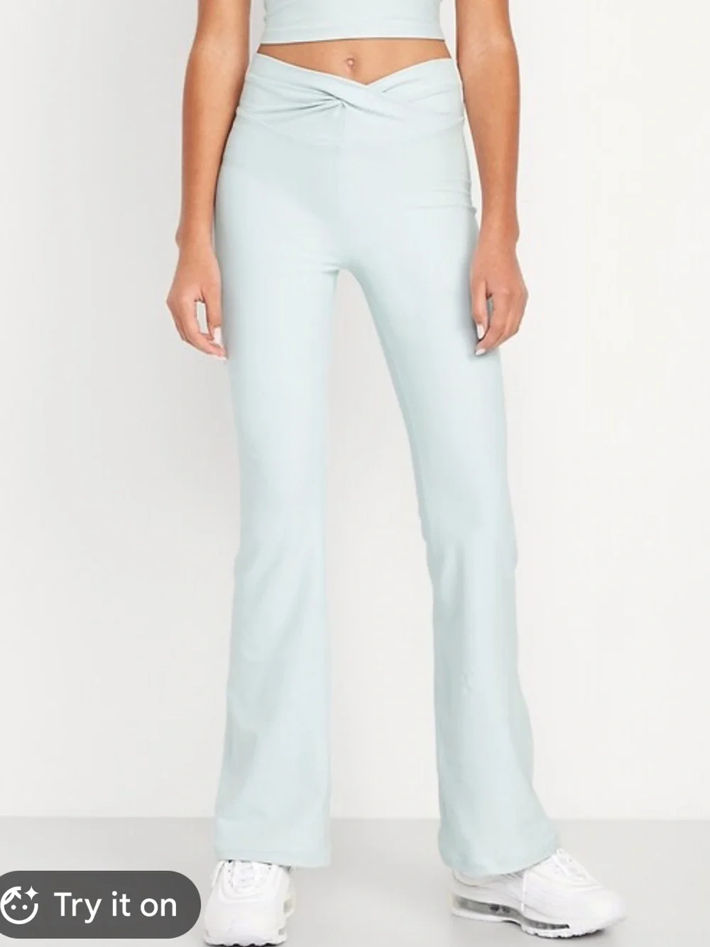 Girls power soft twist high rise flare leggings in seafoam